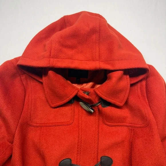 Talbots Wool Toggle Coat Hooded Orange Rust 14W Plus Duffle Jacket - Picture 3 of 12